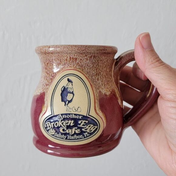 Another Broken Egg Cafe Deneen Pottery Mug Burgundy Handthrown 10oz Coffee Cup - Picture 2 of 9